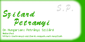 szilard petranyi business card